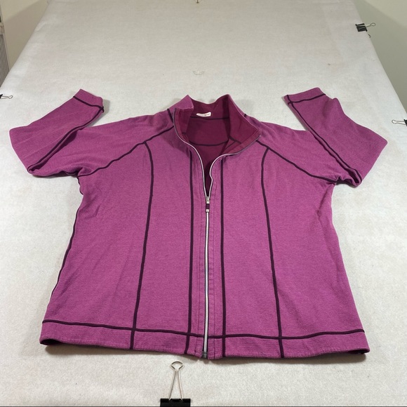 Sweater XL Woman’s Reversible Full Zip Sweatshirt Jacket Wine Black Long Sleeve - Picture 1 of 14